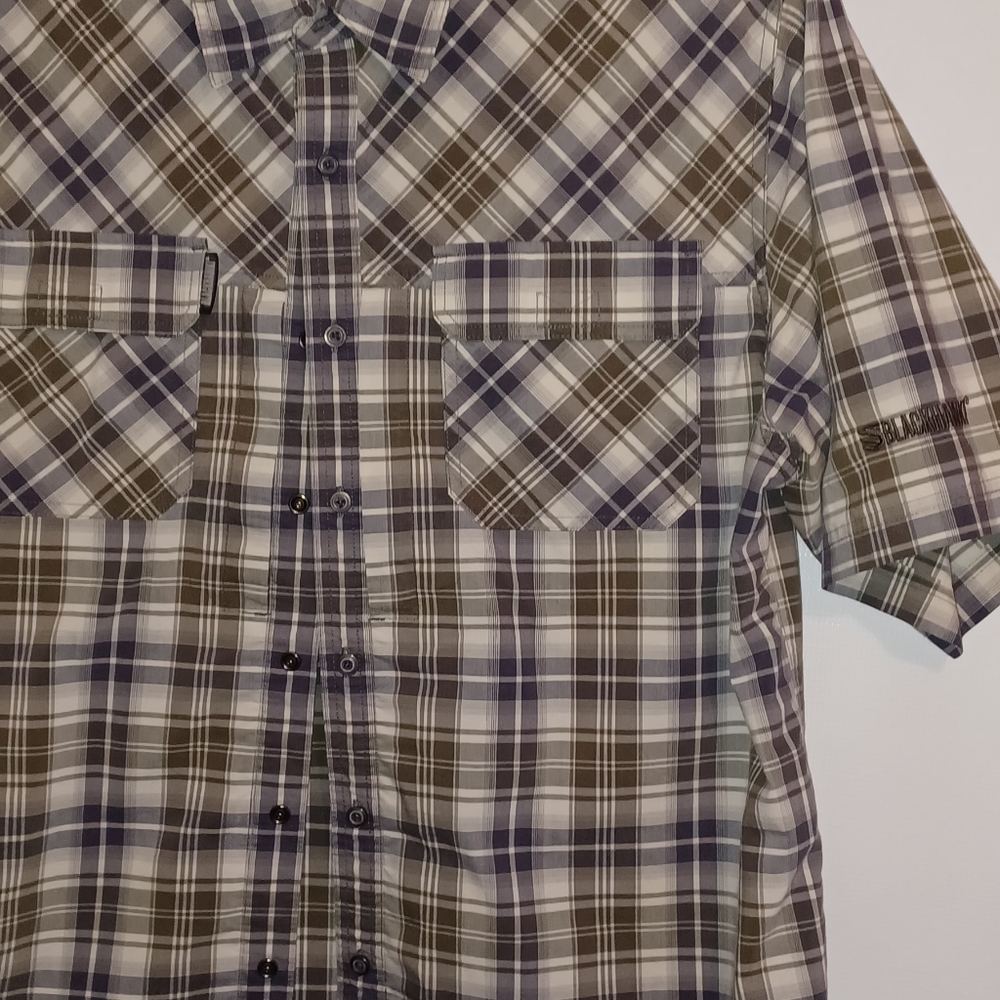 Black Hawk Warrior Wear Men's Plaid Vented Shirt  Size L Snap Buttons - Picture 10 of 11